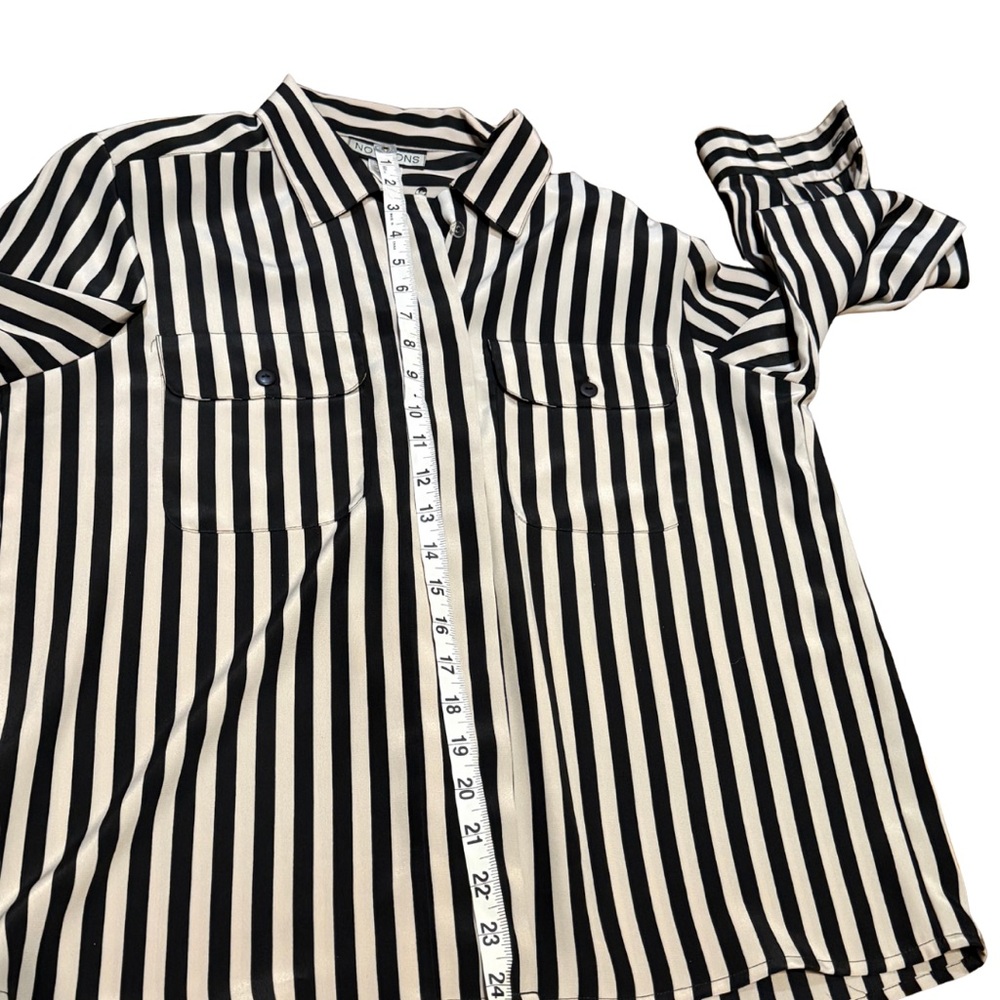 Notations Black Striped Button Down‎ Shirt Vintage Goth - Picture 5 of 7